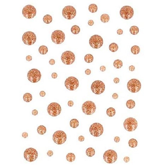 Αυτοκόλλητες πέρλες με glitter copper 54τεμ