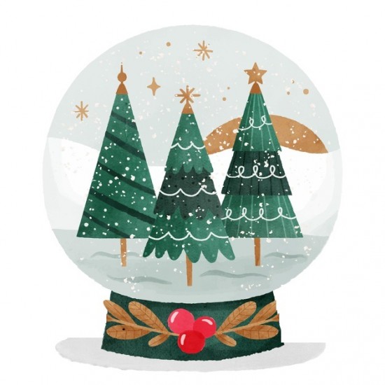 Ξύλινο Έγχρωμο διακοσμητικό στοιχείο Christmas Snow Globe