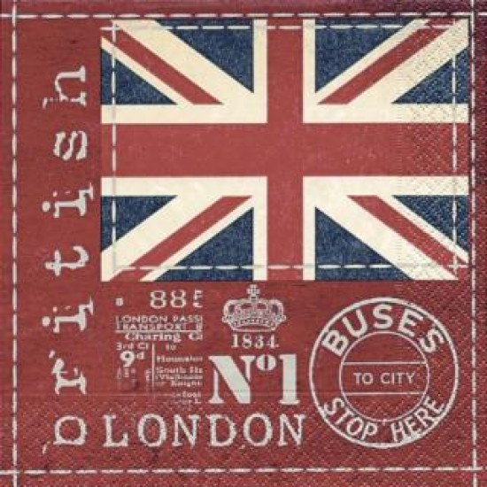 Χαρτοπετσέτα decoupage 33X33  British flag