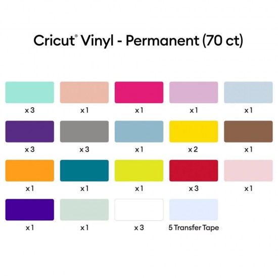 Cricut • Premium Vinyl Permanent 30x30cm Sampler Variety 70 φύλλα