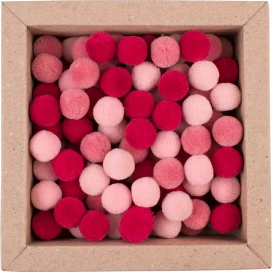 Πομ πομ 15mm 120 τεμάχια - mix Ροζ Soft Merino Wool