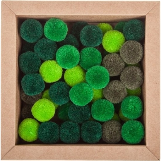 Πομ πομ 20mm 60 τεμάχια - Mix Πράσινο Soft Merino Wool