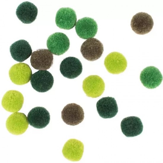 Πομ Πομ 15mm 120 Τεμάχια - Mix Πράσινο Soft Merino Wool