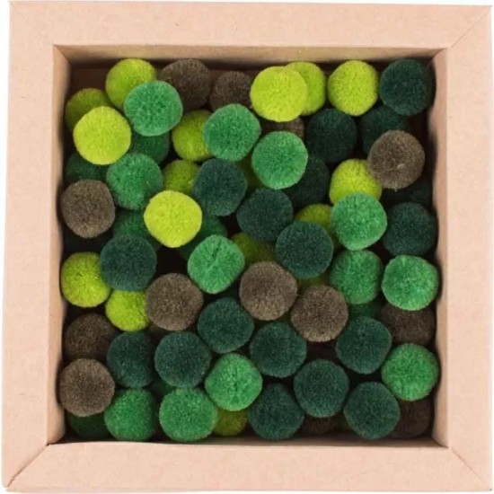 Πομ Πομ 15mm 120 Τεμάχια - Mix Πράσινο Soft Merino Wool