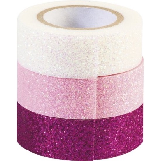 Heyda Glitter Αυτοκόλλητες ταινίες 3τεμ x 3m x 1,5cm White, Pink ,Hot Pink