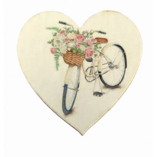 Ποδήλατο σε πλαίσιο καρδιά εκτύπωση σε ξύλο