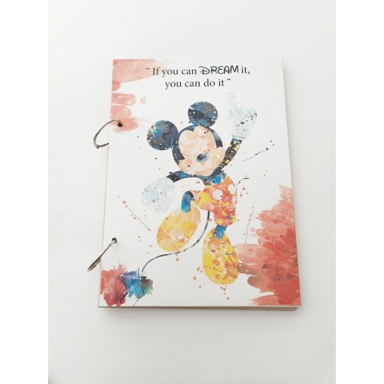 Βιβλίο Ευχών  Mickey  Με Έγχρωμη Εκτύπωση Σε Ξύλο 30cm 15 Φύλλα ( 30 Σελίδες) + Διακοσμητικό Όνομα + Κάνε Μια Ευχή 