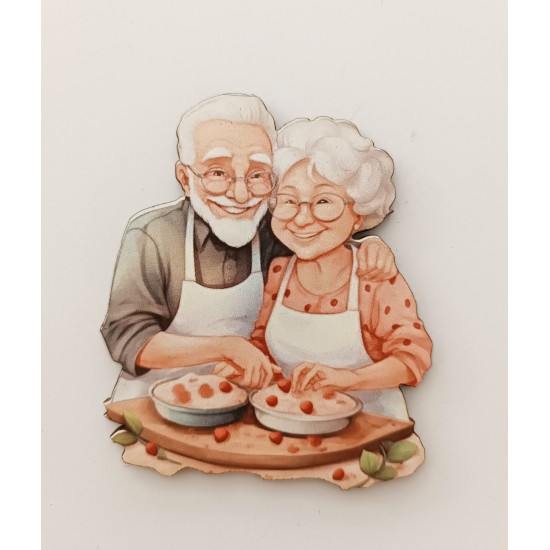 Ξύλινο διακοσμητικό παππούς και γιαγιά #2
