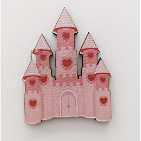 Ξύλινο διακοσμητικό κάστρο ροζ 
