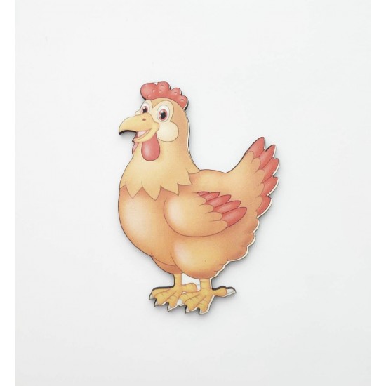 Ξύλινο διακοσμητικό με έγχρωμη εκτύπωση κότα 
