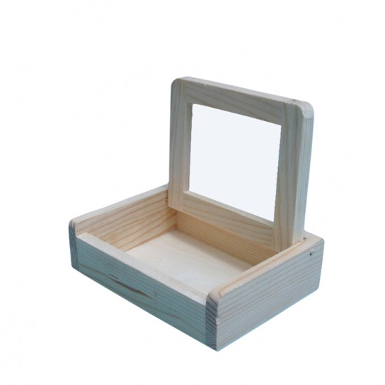 Ξύλινο κουτί με καθρέφτη 12cm x 9cm x 4cm