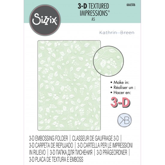 Sizzix 3D Textured Impressions Snowberry A5 Embossing Folder 