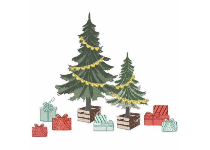 Sizzix • Clear Stamp Set with Framelits Trees and Trinkets by 49 and Market 32pcs Sizzix • Clear Stamp Set with Framelits Trees and Trinkets by 49 and Market 32pcs