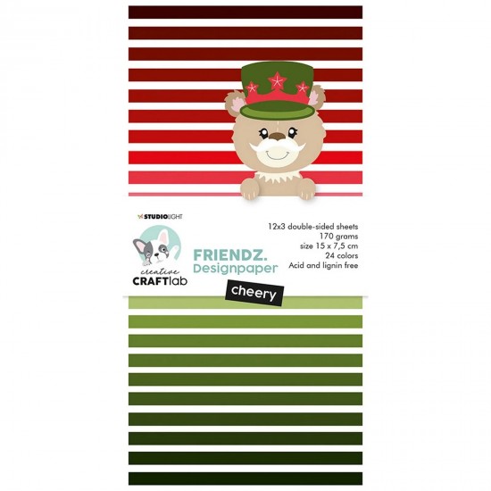 Σετ Χαρτόνια Χειροτεχνίας  Friendz Paper Pad Cheery Reds & Greens   15cm X 7,5cm 36φ 170gsm