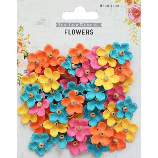 Χειροποίητα Λουλούδια Με Ξύλινη Χάντρα Vivid Palette 50τεμ 