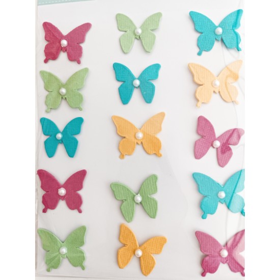 Χειροποίητες Αυτοκόλλητες Πεταλούδες Πολύχρωμες 15τεμ