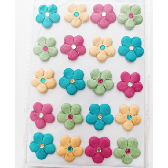 Αυτοκόλλητα Χειροποίητα Λουλούδια με στρασάκι Candy Crush 20τεμ