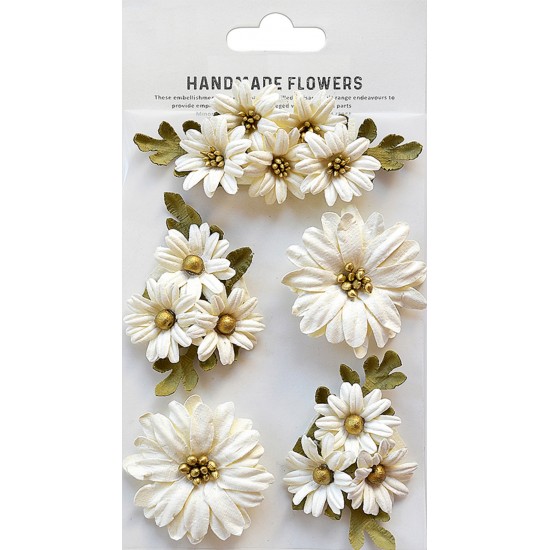 Χειροποίητα λουλούδια λευκά Amor Mio 5τεμ
