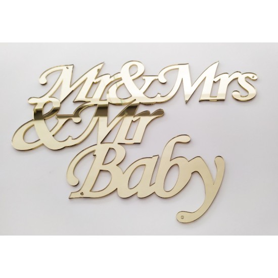 Plexiglass Επιγραφή Mr Mrs Baby