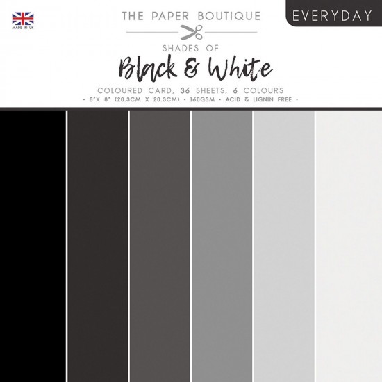 Σετ Χαρτόνια 20cm X 20cm Paper Boutique Shades of Black and White 36φ 160gr