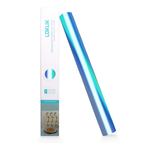 Permanent Adhesive Vinyl Holographic Aqua Blue 30.5x90cm