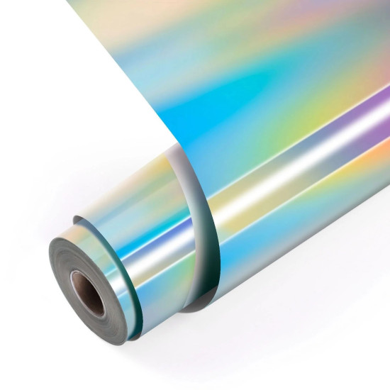 Permanent Adhesive Vinyl Holographic Iridescent Silver 30.5x90cm