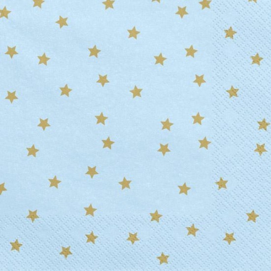 Χαρτοπετσέτες γαλάζιες με χρυσά αστεράκια
