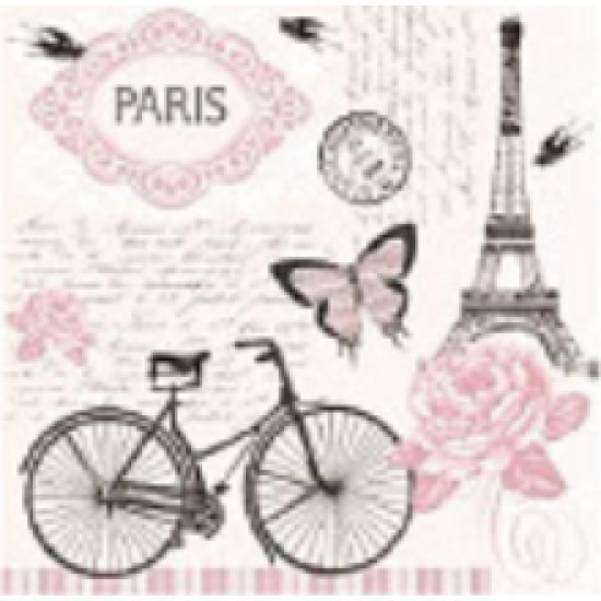 Χαρτοπετσέτα decoupage 33X33 Ποδήλατα - Παρίσι