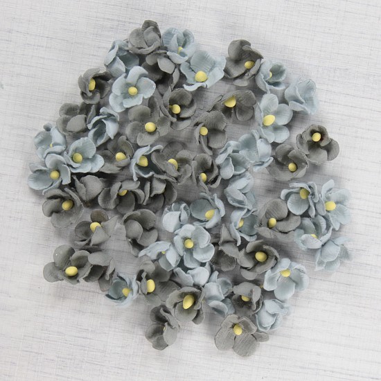 Χειροποίητα λουλούδια stormy gray blue 60τεμ 