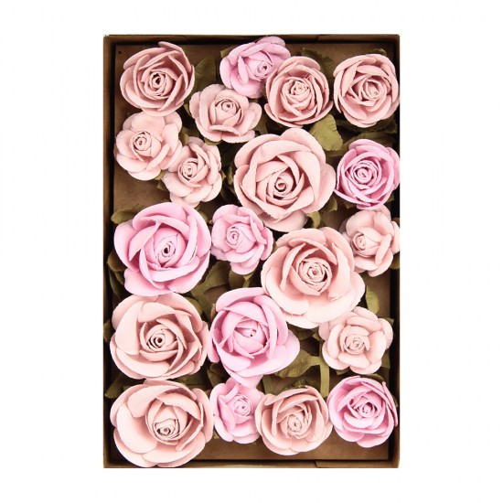 Χειροποίητα Τριαντάφυλλα Fiona Pearl Pink 28τεμ ( 20 Λουλούδια Και 8 Κλαδιά Με Φύλλα )