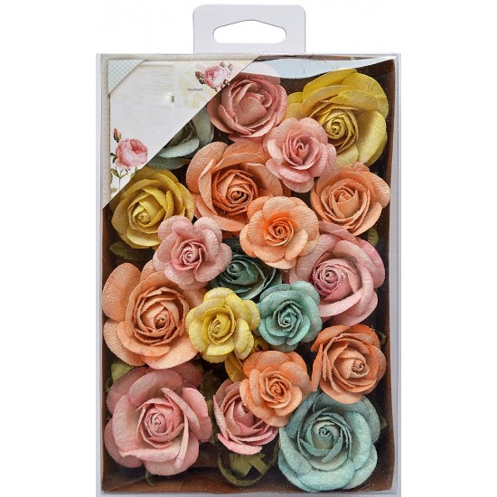 Χειροποίητα Τριαντάφυλλα  Fiona Vivid Palette 28τεμ ( 20 Λουλούδια Και 8 Κλαδιά Με Φύλλα)