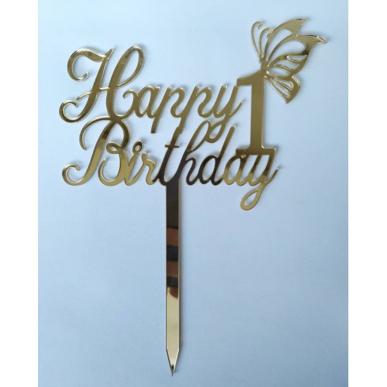 Plexiglass Cake Topper Happy Birthday#2 18 εκ. μήκος