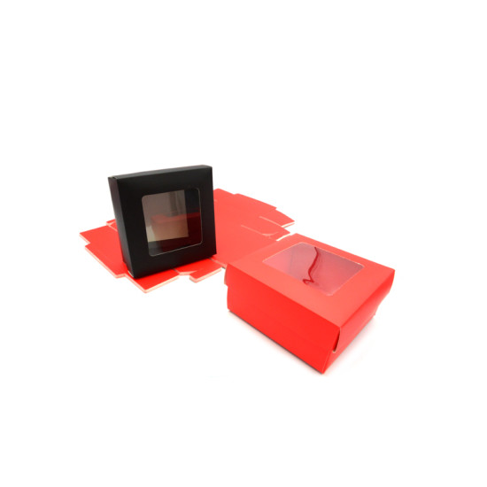 ΧΑΡΤΙΝΟ ΚΟΥΤΙ ME KAΠΑΚΙ ΠΑΡΑΘΥΡΟ ΖΕΛΑΤΙΝΑ 8cm x 8cm x 5cm