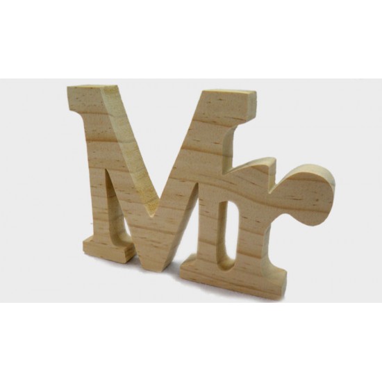 ΞΥΛΙΝΟ Mr & Mrs, ΓΡΑΜΜΑΤΑ MR 15x11cm ΦΥΣΙΚΟ