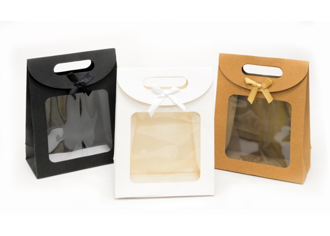 ΤΣΑΝΤΑ ΧΑΡΤΙΝΗ ΜΕ ΠΑΡΑΘΥΡΟ ΚΑΙ ΦΙΟΓΚΟ 12cm x 16cm x 6cm 0402148