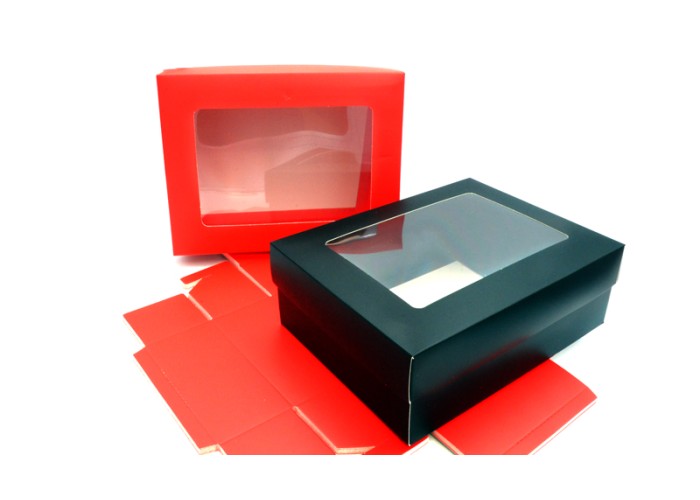 ΧΑΡΤΙΝΟ ΚΟΥΤΙ ME KAΠΑΚΙ ΠΑΡΑΘΥΡΟ ΖΕΛΑΤΙΝΑ 22cm x 17cm x 7.5cm 0402241