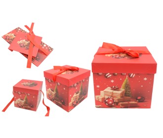 ΚΟΥΤΙ ΧΑΡΤΙΝΟ ΧΡΙΣΤΟΥΓΕΝΝΙΑΤΙΚO ΚΥΒΟΣ ΜΕ ΚΟΡΔΕΛΑΚI 22cm 0402306