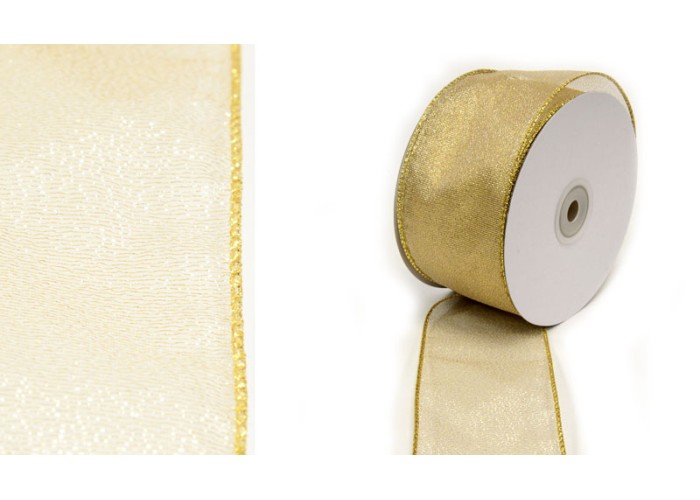 ΚΟΡΔΕΛΑ ΟΡΓΑΝΤΖΑ ΣΤΑΘΕΡΗ ΧΡΥΣΗ ΜΕ ΣΥΡΜΑ 6.3cm x 25Y 0501353
