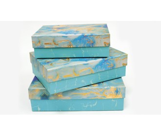 ΚΟΥΤΙ ΣΕΤ/3 ΠΑΡΑΛΛΗΛΟΓΡΑΜΜΟ 24.5cm x 17.5cm ΤΙΡΚΟΥΑΖ/ΧΡΥΣΟ 0502318