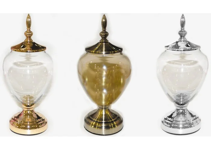 ΒΑΖΟ ΓΥΑΛΙΝΟ ΜΕΤΑΛΛΙΚΟ ΚΑΠΑΚΙ ΚΑΙ ΠΟΔΙ TG001 32cm x 14cm 0503154