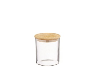 ΒΑΖΟ ΓΥΑΛΙΝΟ ΜΕ ΞΥΛΙΝΟ ΚΑΠΑΚΙ 6.5cm x 8cm 0503368