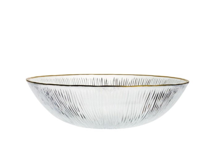ΓΥΑΛΙΝΟ ΑΝΑΓΛΥΦΟ ΜΠΩΛ ΜΕ ΧΡΥΣΟ ΧΕΙΛΟΣ 24cm x 7cm 0503383