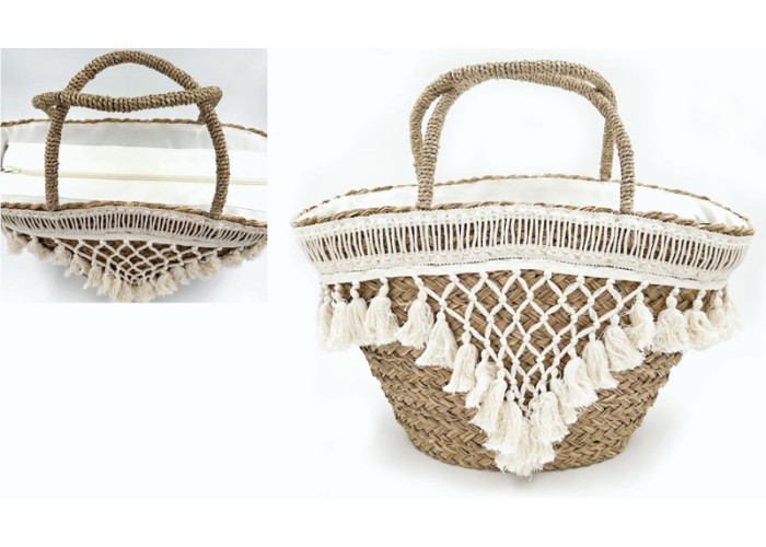 ΨΑΘΙΝΗ ΤΣΑΝΤΑ BOHO ΦΟΔΡΑΡΙΣΜΕΝΗ ΜΕ ΦΕΡΜΟΥΑΡ 0521015