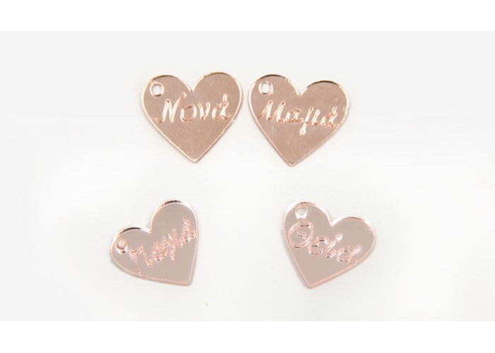 ΚΑΡΔΙΑ ΠΛΕΞΙΓΚΛΑΣ ΜΕ ΟΝΟΜΑΤΑ ROSE GOLD 2.1cm x 1.9cm 0529017