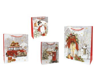 ΤΣΑΝΤΕΣ ΧΡΙΣΤΟΥΓΕΝΝΙΑΤΙΚΕΣ ΜΕ ΚΟΚΚΙΝΟ ΓΚΛΙΤΕΡ 18cm x 23cm x 10cm 0530121