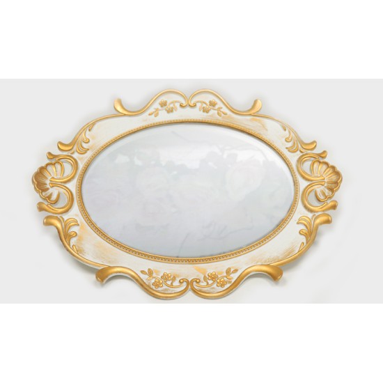 ΔΙΣΚΟΣ ΚΑΘΡΕΠΤΗΣ ΛΕΥΚΟ-ΧΡΥΣΟ 38cm x 30cm YW014M 0621401