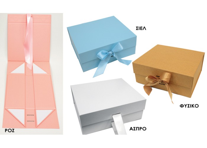 ΚΟΥΤΙ ΧΑΡΤΙΝΟ ΜΕ ΣΑΤΕΝ ΚΟΡΔΕΛΑ 20cm x 18.2cm x 8cm 0621459