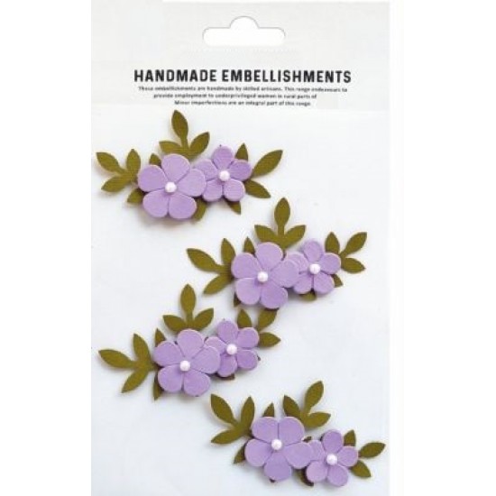 Αυτοκόλλητα Χειροποίητα Λουλούδια Pearly Bluma Purple 4τεμ