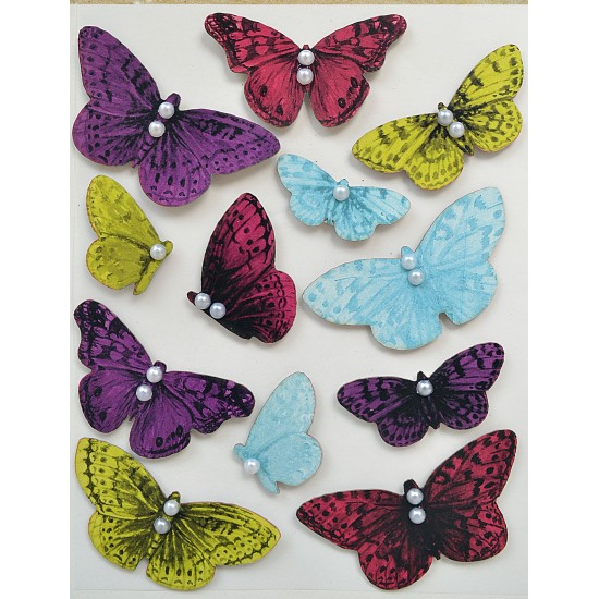 Αυτοκόλλητες Xειροποίητες Διακοσμητικές Πεταλούδες 3D Tropical Forest 12τεμ