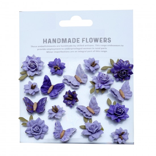 Xειροποίητες πεταλούδες &amp; λουλούδια Cloria Lavender  18τεμ